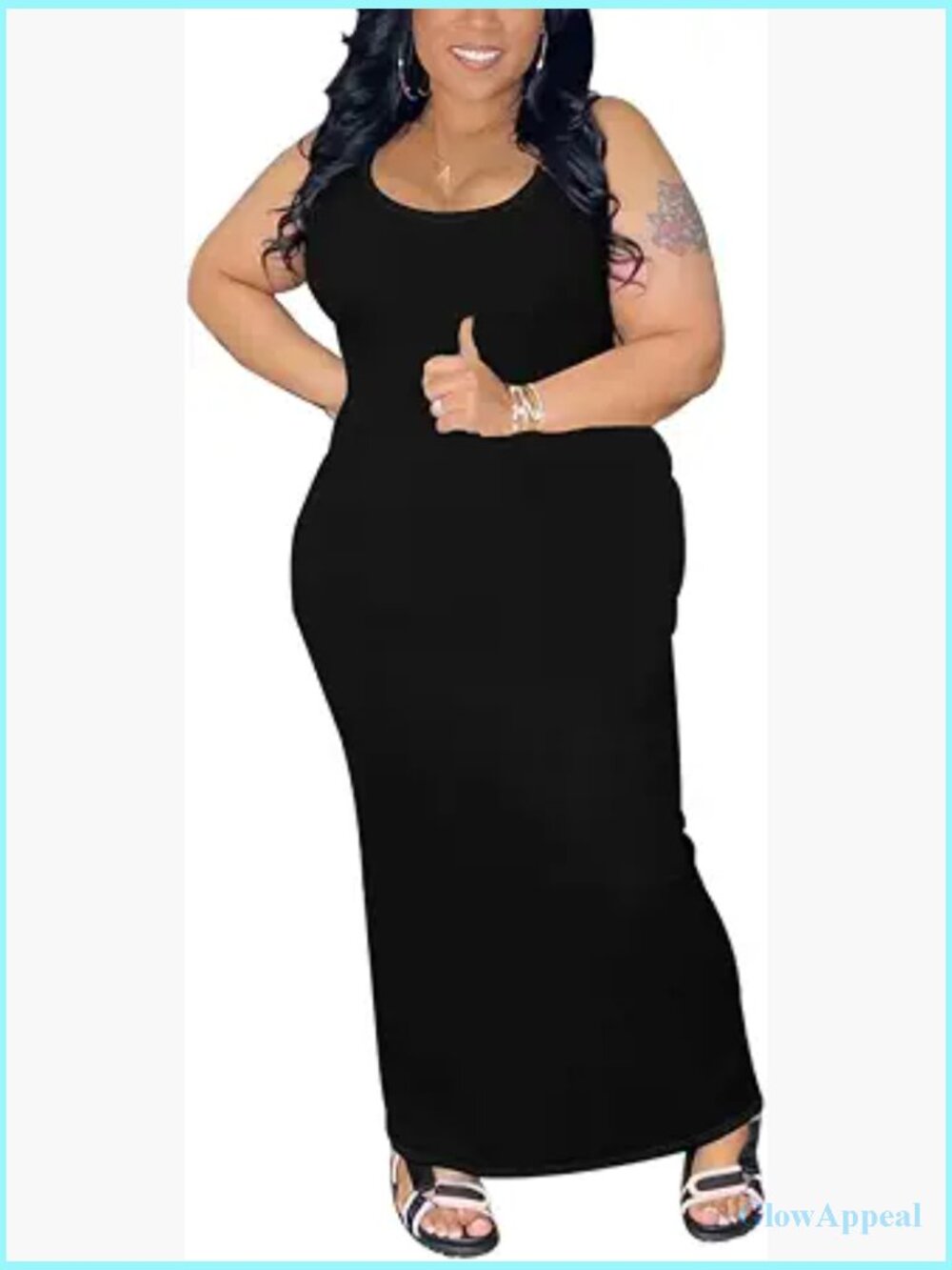 Sleeveless Bodycon Maxi Dress Plus Size Sexy Slim Tank Dress